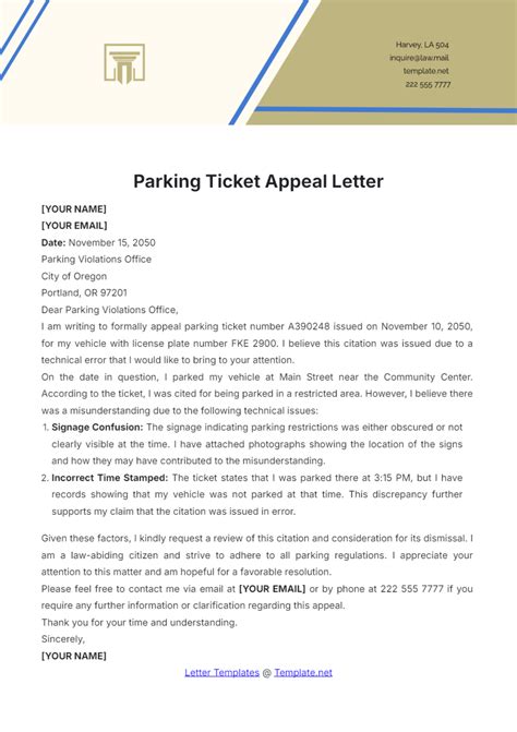 Parking Ticket Appeal Sample Letter Sample Templates Sample Templates