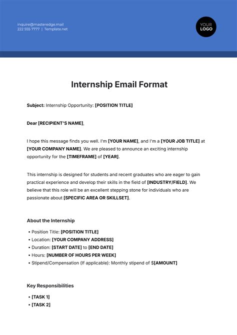 How To Write An Email For An Internship
