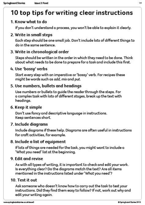 How To Write Instructions Examples