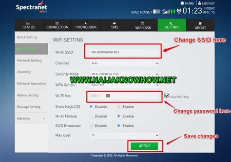 How To modify Spectranet Password and SSID
