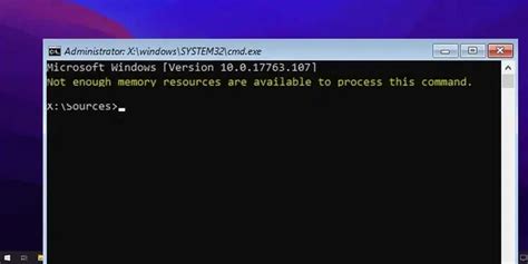 How do I fix not enough memory resources are available to process this command