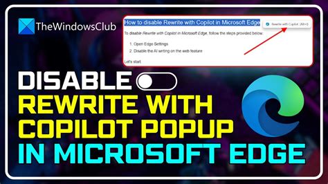 How to disable Rewrite with Copilot on Edge