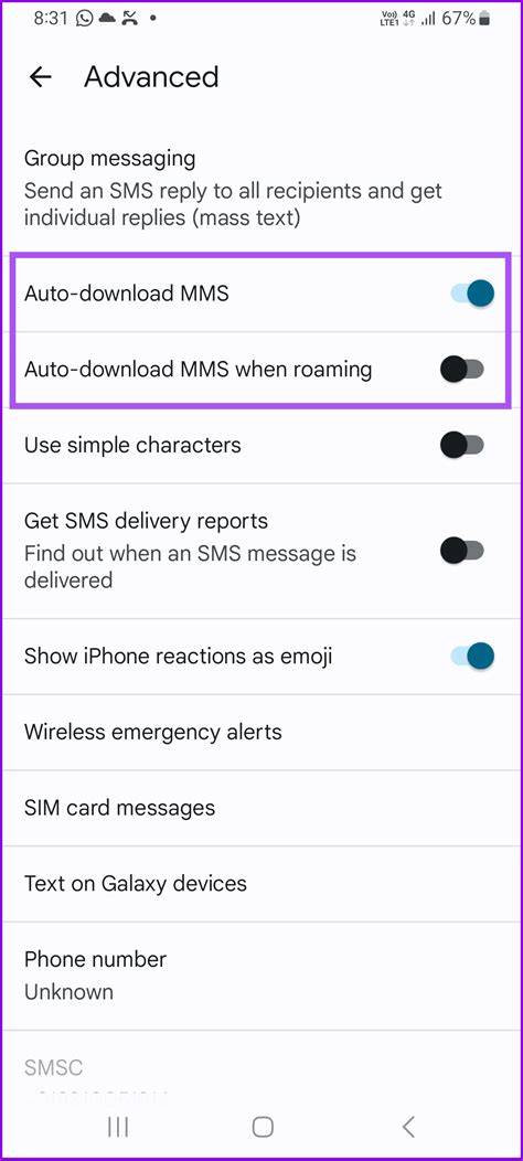 What automatic MMS download means on Android