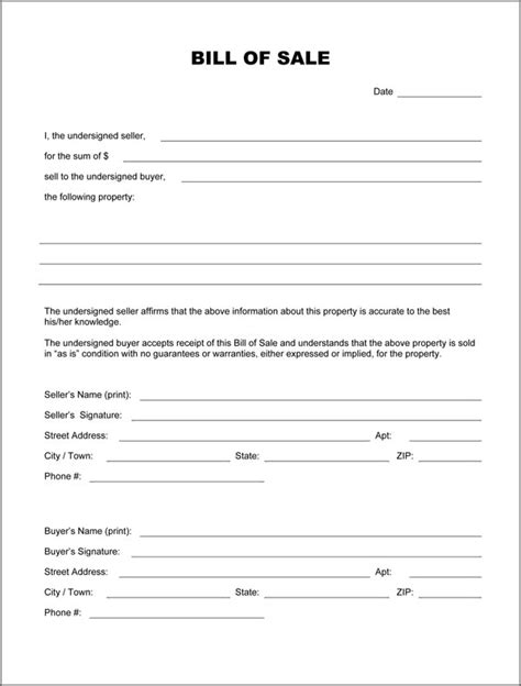 How to Complete a Printable Blank Bill of Sale Form