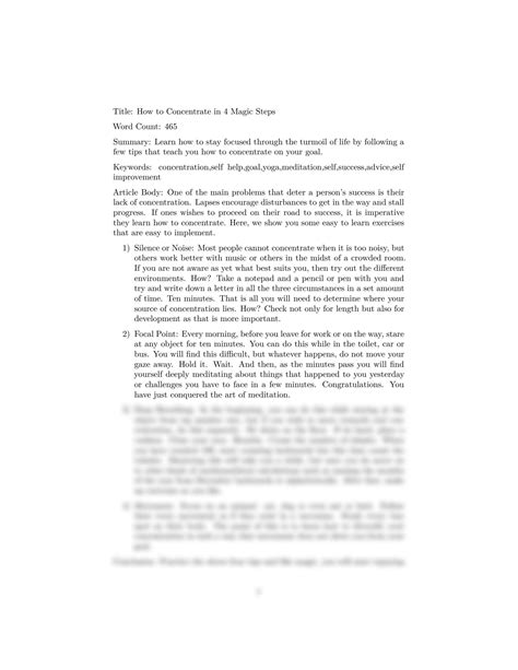 How To Concentrate In 4 Magic Steps Httpbarga by ChanteBeeler Issuu