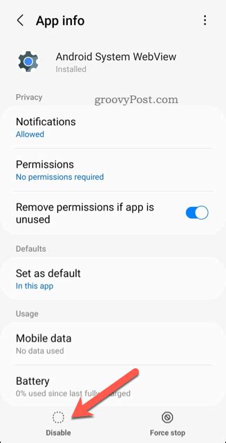 How to Disable Android System WebView App