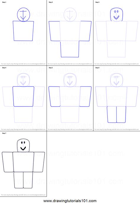 How to Draw Noob from Roblox printable step by step drawing sheet 