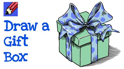 How To Draw A Gift Box Real Easy Step By Step - Youtube