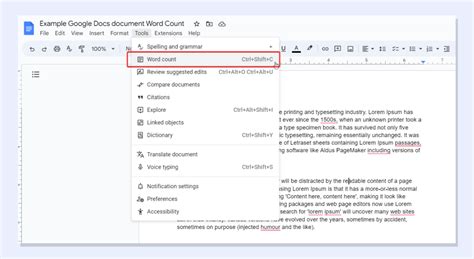 How to Find the Word count on Google Docs