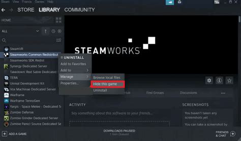 How to Hide Steamworks Common Redistributables