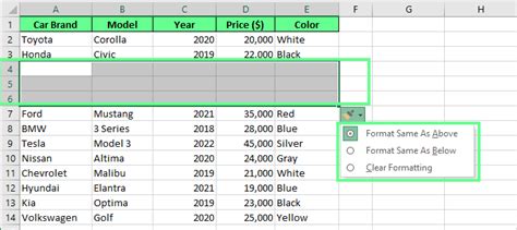 How to Insert Multiple Rows Using the Insert Option