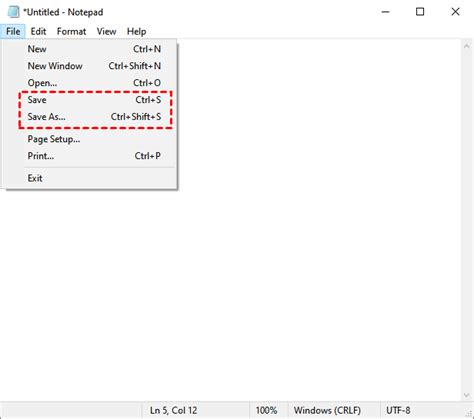 How to Save and Save As on Notepad