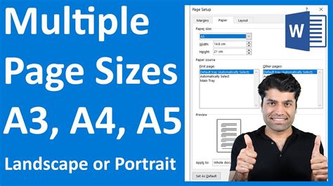 How to Set Multiple Page Sizes in a Word Document