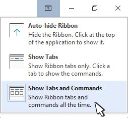 How to Show Full Tabs and Commands