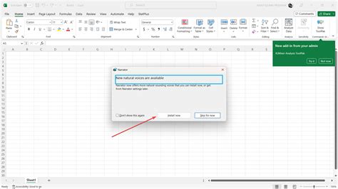 How to activate voice Narrator support in Excel
