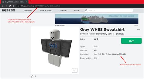 How to add Roblox Asset link address before a clothing ID 