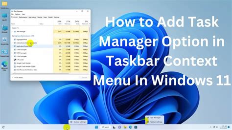 How to add Task Manager access from Taskbar