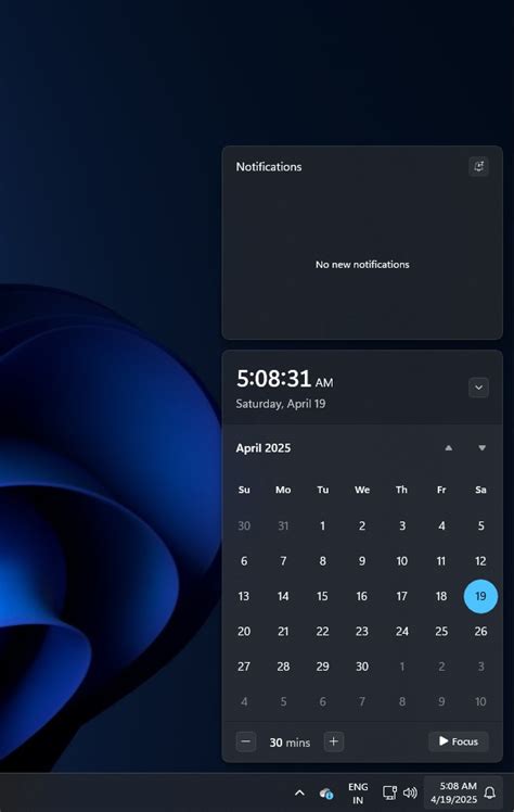 How to add clock to Notification Center calendar on Windows 11
