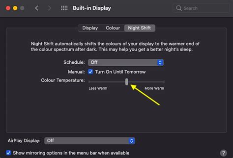 How to adjust Night Shift Color Temperature on Mac