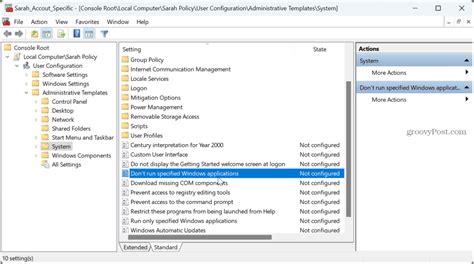 How to apply settings to specific user with Group Policy