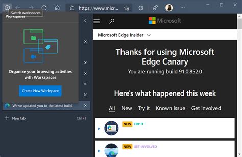 How to begin testing Edge Workspace feature