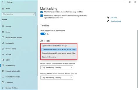 How to change Alt + Tab settings for Microsoft Edge