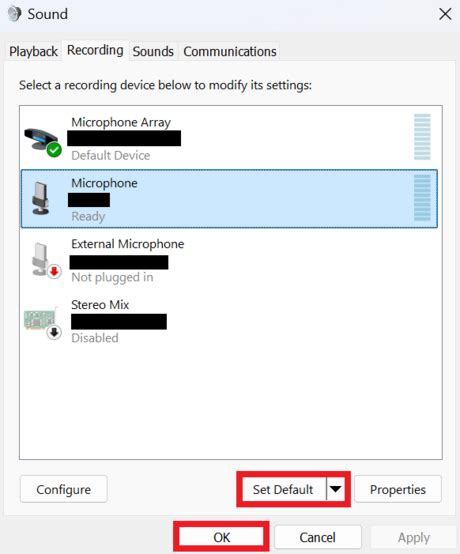 How to change default microphone in Control Panel