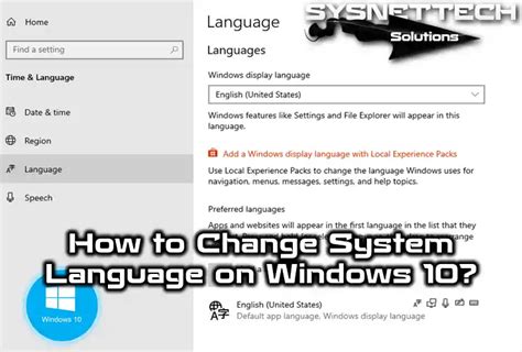 How to change default system language on Windows 10