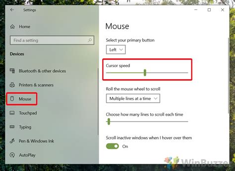How to change mouse speed using Settings