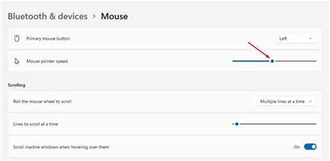 How to change mouse speed using Settings on Windows 11
