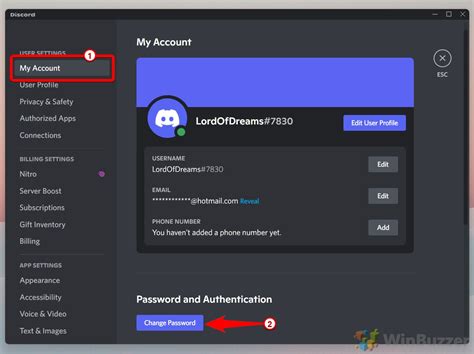 How to change your Discord password