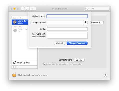 How to change your Mac password