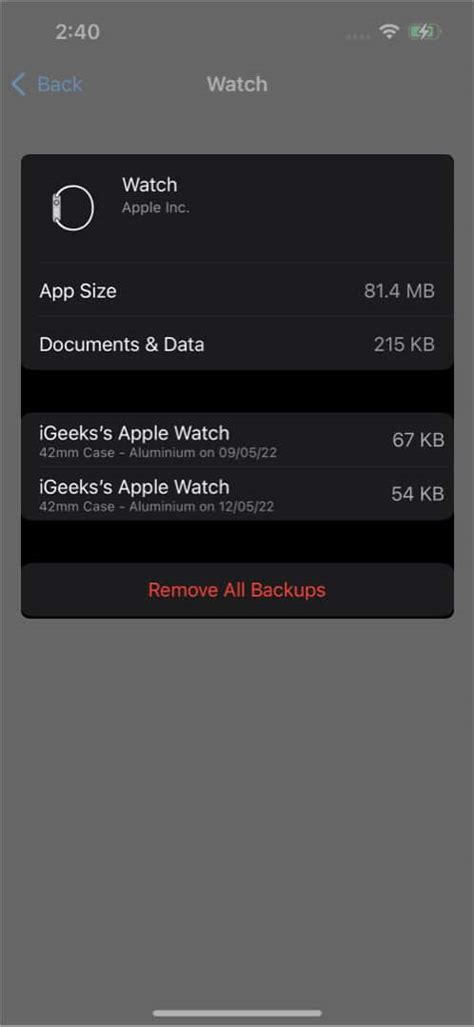 How to check Apple Watch backup