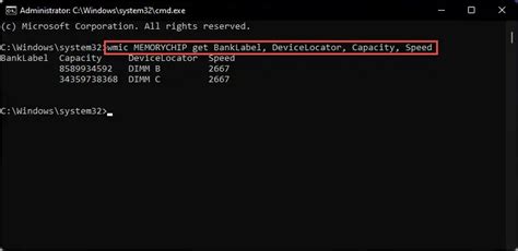 How to check RAM specification from Command Prompt
