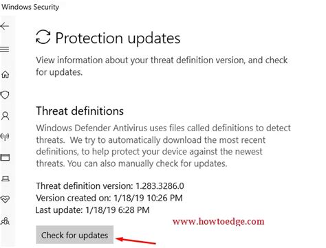 How to check for updates on Defender Antivirus