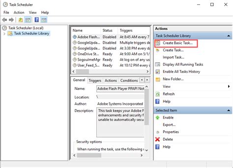 How to create a basic task on Task Scheduler