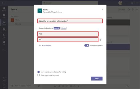 How to create a poll on Microsoft Teams using Forms