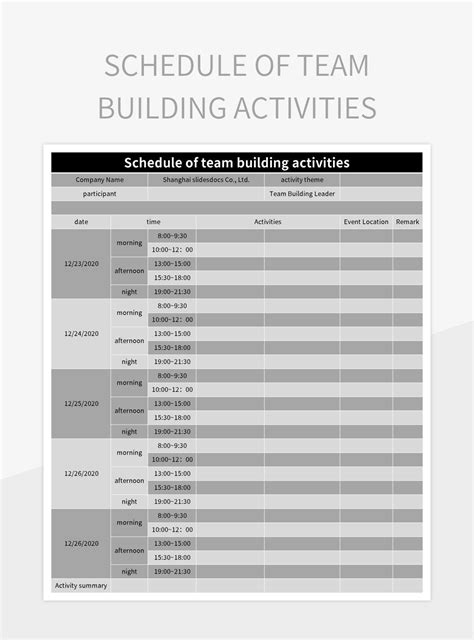Team Building Agenda Schedule Templates at