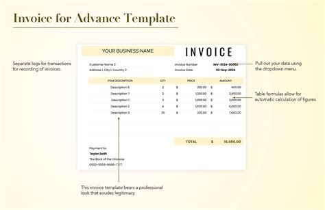 Advance Payment Invoice Template Dotxes