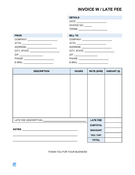 Free Past Due (Outstanding) Late Invoice PDF Word eForms