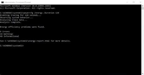How to create energy report with Command Prompt