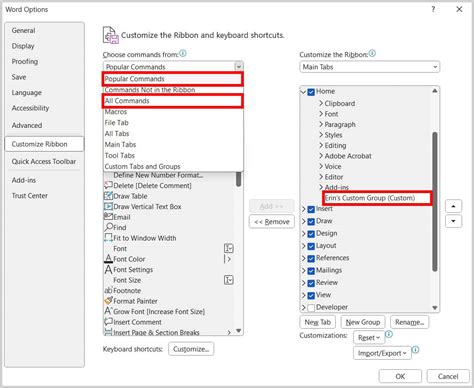 How to customize the Ribbon commands