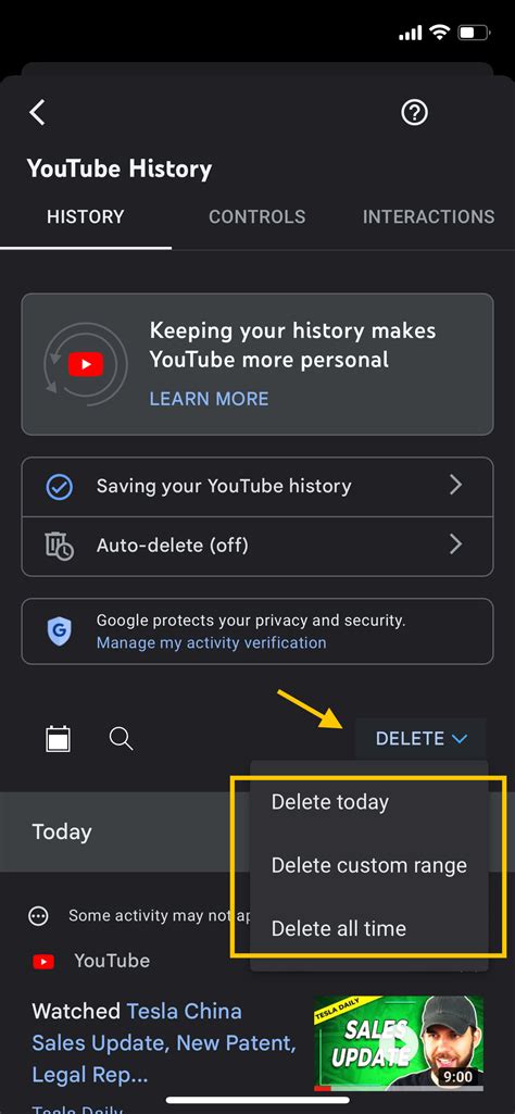 How to delete YouTube Watch history