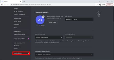How to delete a Discord server