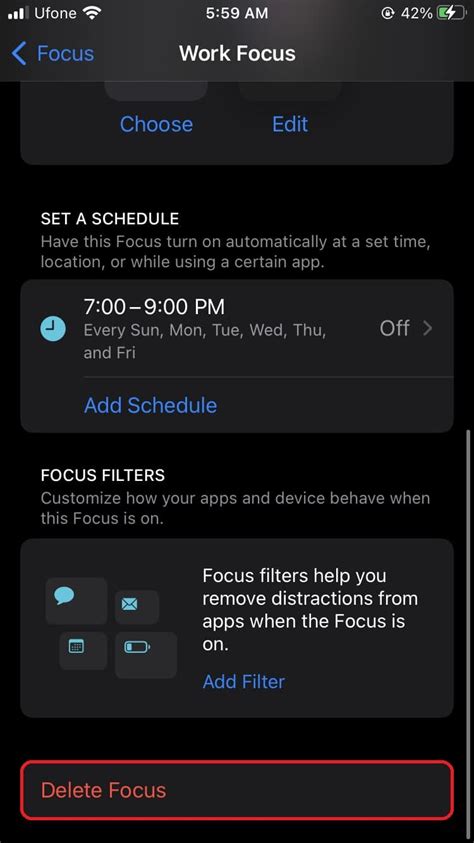 How to delete a Focus mode on iPhone