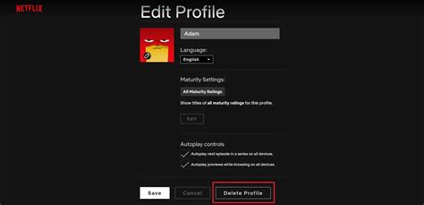 How to delete a Netflix profile on the web