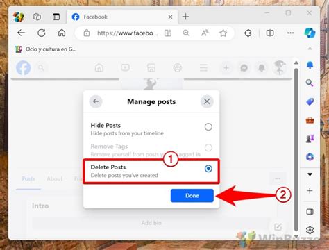 How to delete all Facebook posts at once via the app