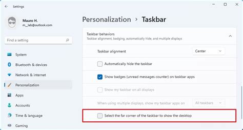 How to disable Show desktop option in Taskbar
