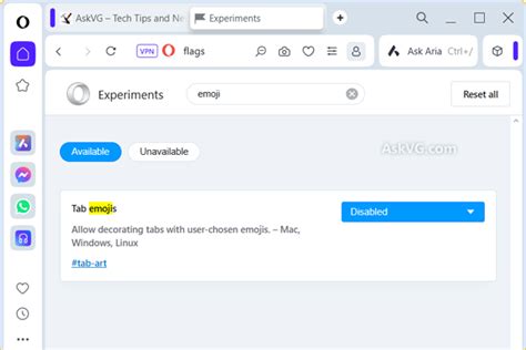 How to disable Tab Emojis in the Opera browser