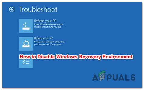 How to disable Windows Recovery Environment